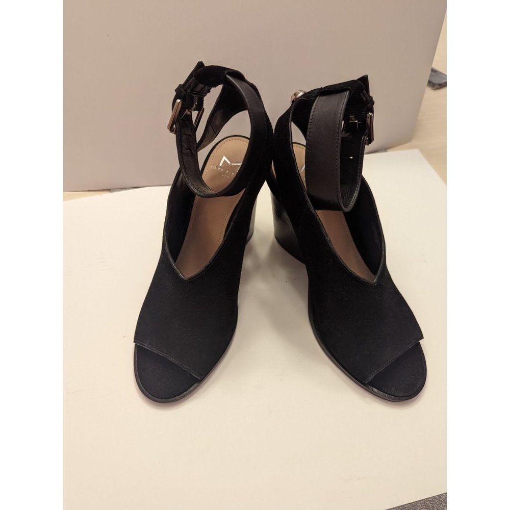 Mark Fisher LTD Black Suede Vidal 2 Ankle Strap Sandal 7
